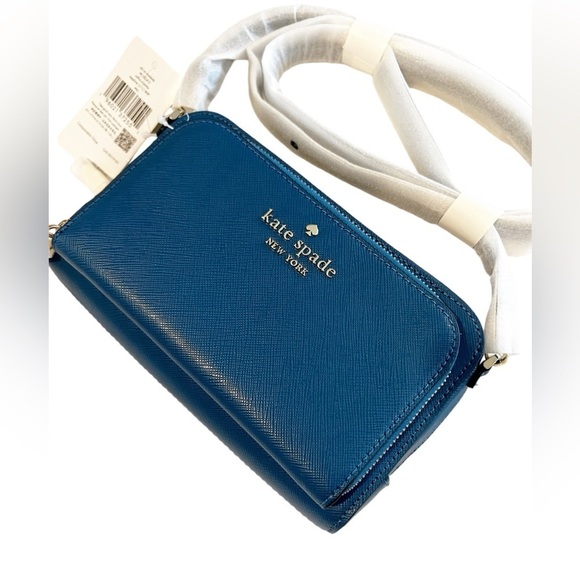 Kate Spade New York STACI DUAL ZIP Around Crossbody Purse in Sapphire - Picture 4 of 8